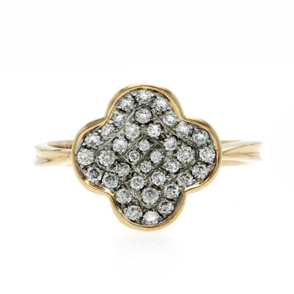PIERO MILANO 18K Rose Gold 0.37 CT Diamonds Four Leaf Clover Ring Size 6.5